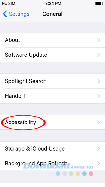 Nhấn vào Accessibility