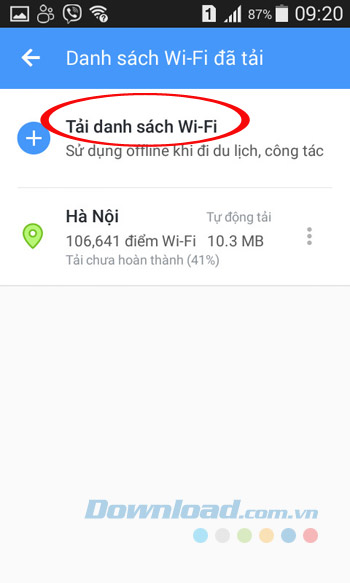 Tải danh sách Wifi