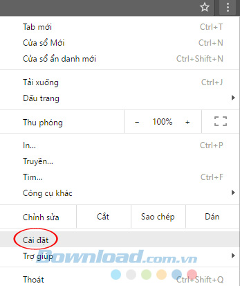 Cài đặt trên Chrome