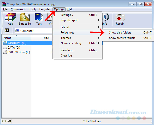 Các thủ thuật và mẹo sử dụng WinRAR  Downloadvn
