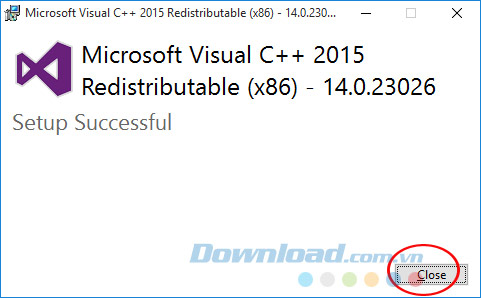 Hoàn tất cài đặt Visual C++
