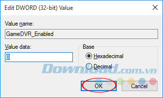 Đổi giá trị cho GameDVR_Enabled từ "1" sang "0"