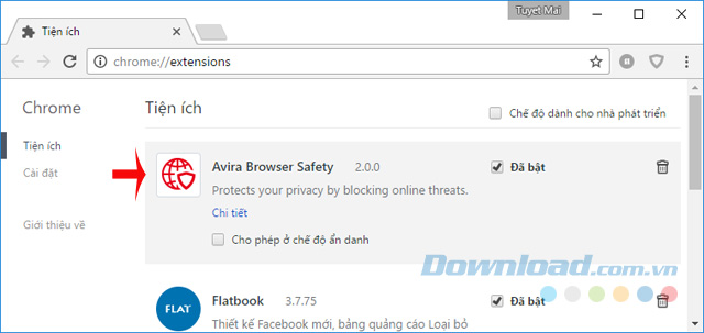 Tiện ích Avira Browser Safety