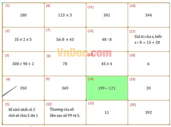 Đề thi Violympic Toán lớp 3 vòng 9