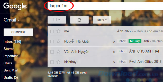 Mail lớn hơn 1MB