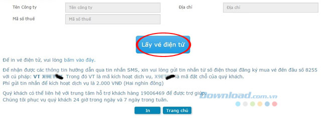 Lấy vé điện tử