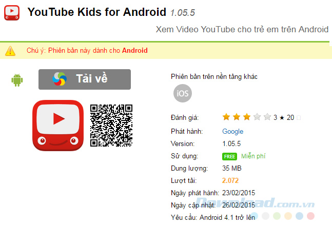 Youtube Kids – Ứng dụng ngăn chặn các video độc hại trên Youtube