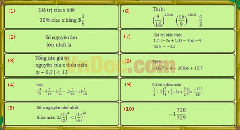 Đề thi Violympic môn Toán lớp 7 vòng 3