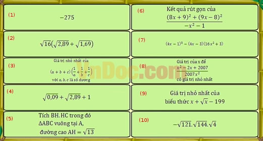 Đề thi Violympic môn Toán lớp 9 vòng 3