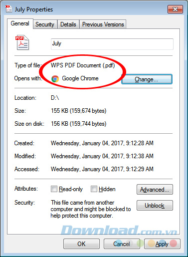 Trình đọc file PDF đã được thay đổi sang Chrome