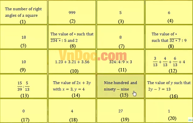 Đề thi Violympic Toán Tiếng Anh lớp 5 vòng 1