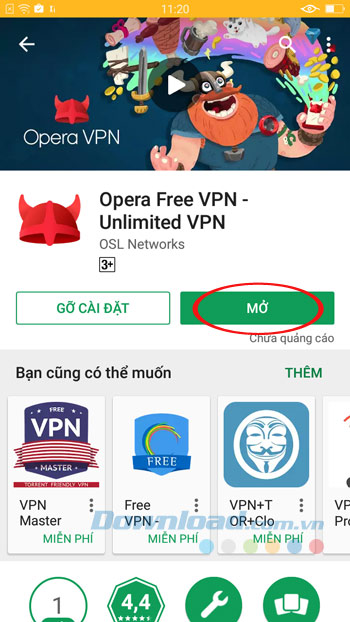 Mở Opera VPN