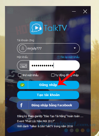 Đăng nhập vào TalkTV