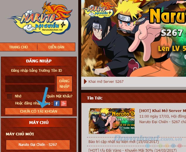 Trang chủ của Naruto