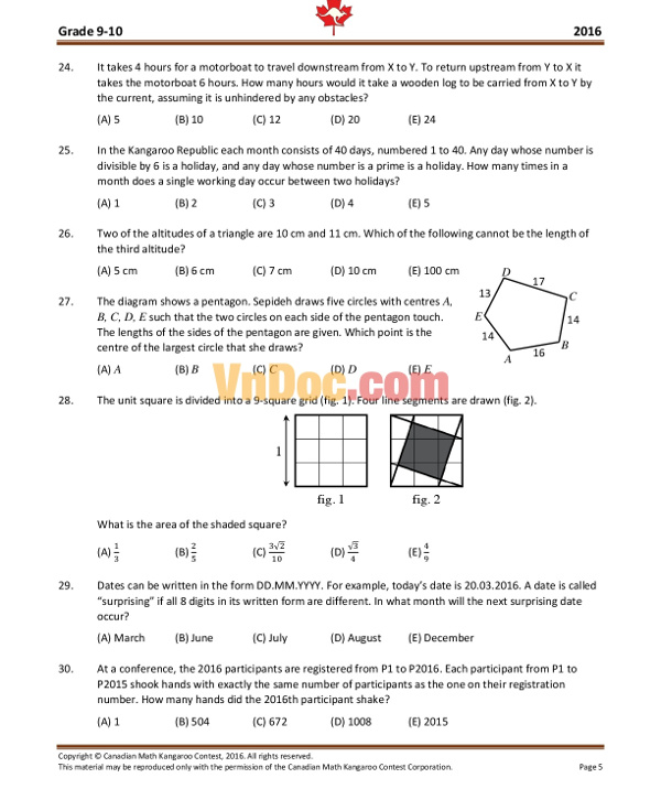 Thông tin kì thi Toán Quốc tế Kangaroo Math IKMC 2017