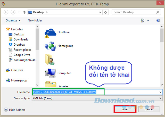 Lưu file XML