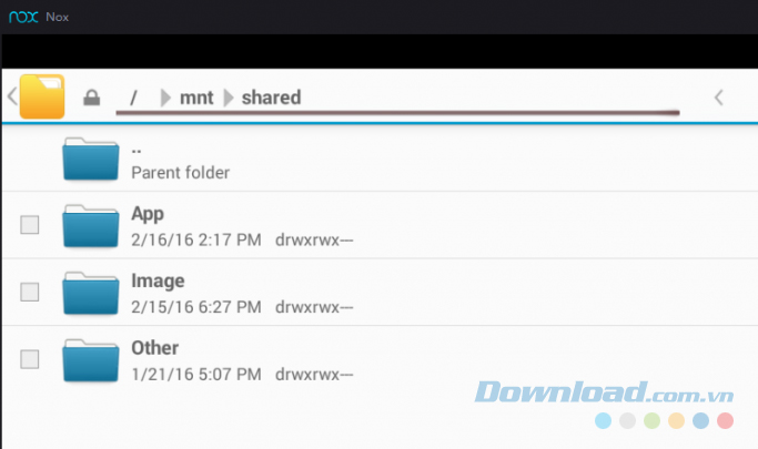 Các file bạn chuyển sẽ có trong File Manager/mnt/shared trên Nox