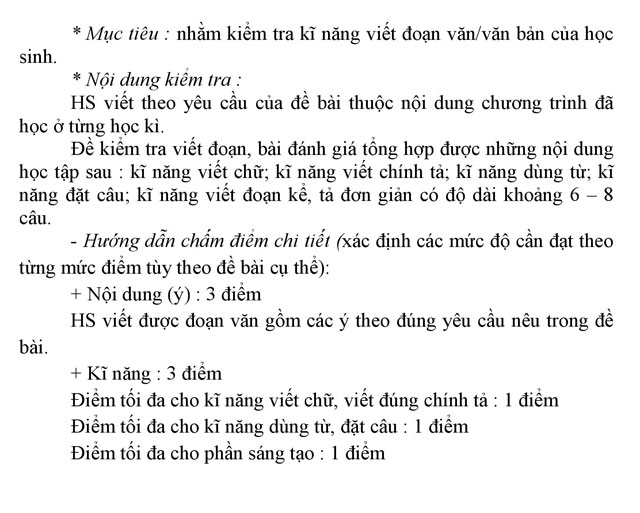 Hướng dẫn ra đề thi học kì 2 môn Tiếng Việt lớp 2, 3 