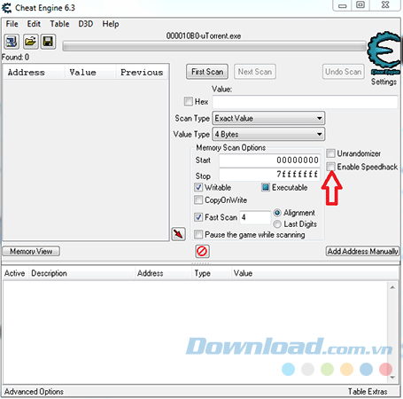  Tích vào Enable Speedhack