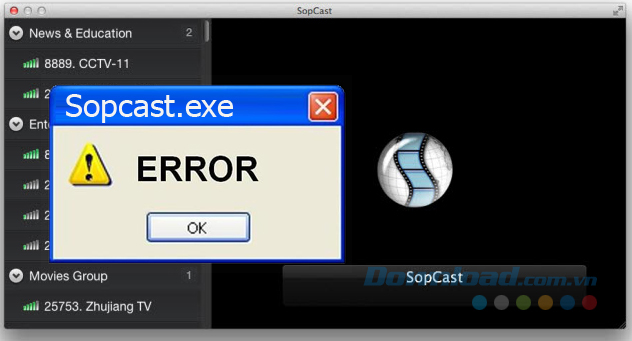 Các lỗi liên quan đến SopCast.exe