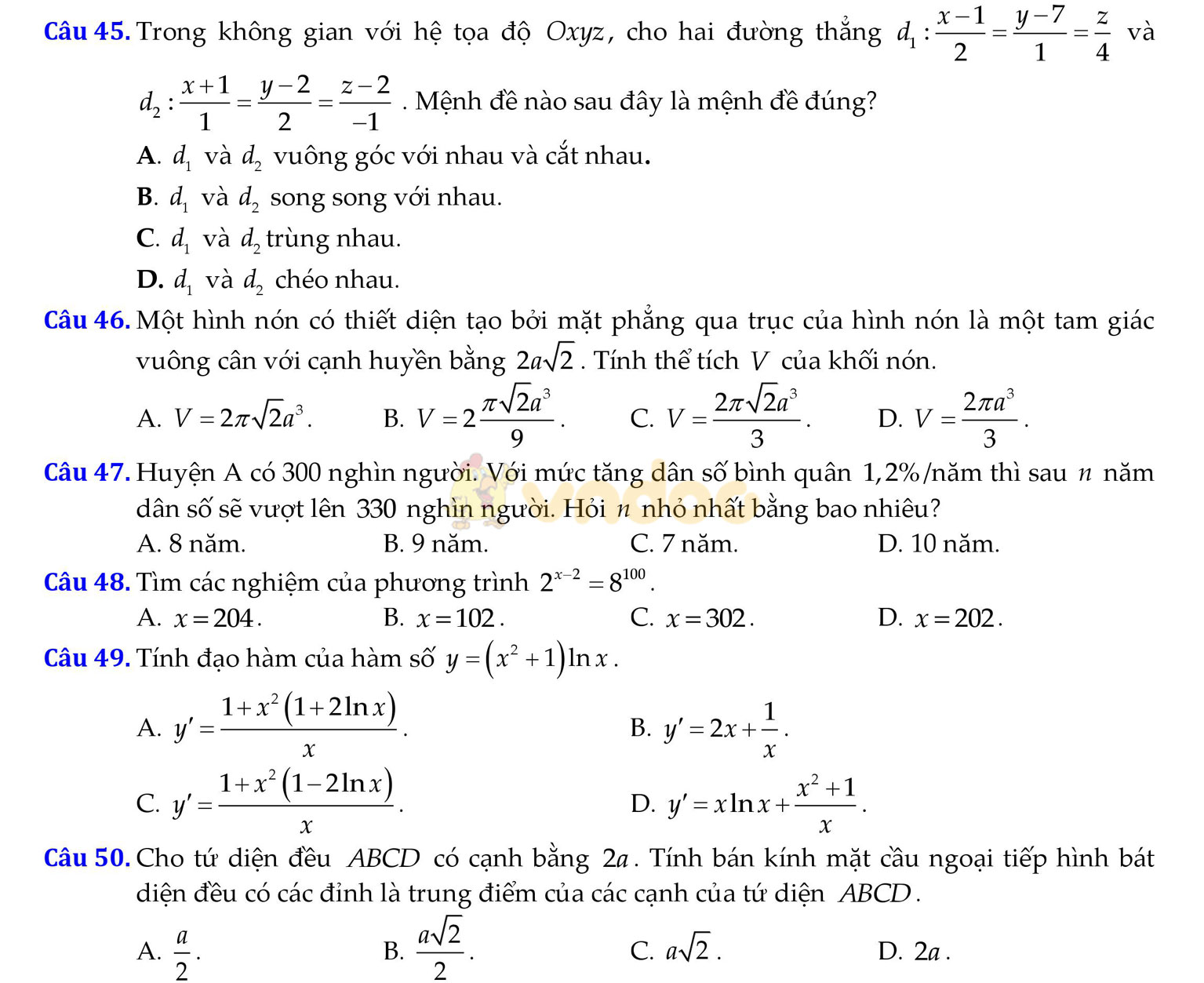 Đề thi thử THPT Quốc gia năm 2017 môn Toán