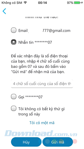 Chọn cách xác minh