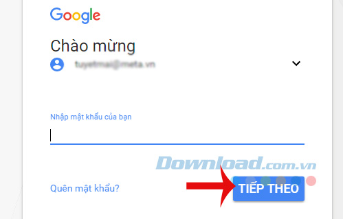 Nhập mật khẩu tài khoản YouTube