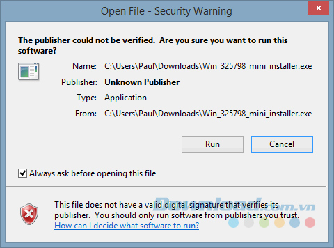 Chạy file mini_installer.exe