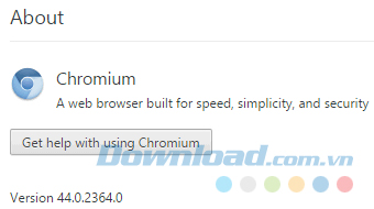 Xem phiên bản cập nhật trong mục About Chromium