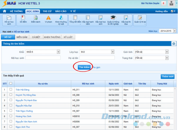 Cách tìm hồ sơ học sinh, xem hồ sơ học sinh trong SMAS