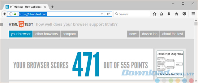 Đo Firefox bằng HTML5Test