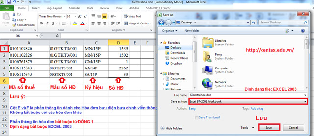 Chuẩn bị file Excel