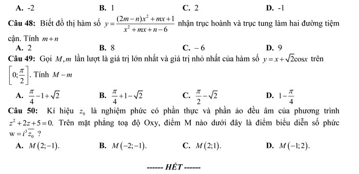 Đề thi thử THPT Quốc gia 2017 môn Toán