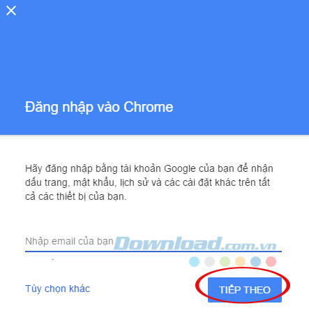 Màn hình đăng nhập Chrome