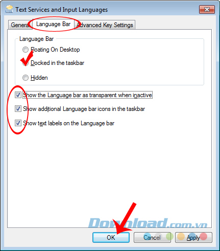 Language bar