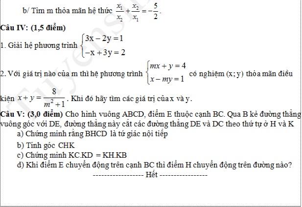 Đề thi thử vào lớp 10 môn Toán