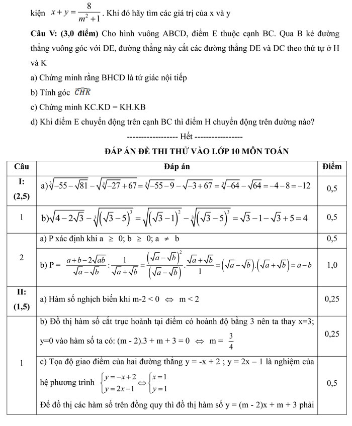 Đề thi thử vào lớp 10 năm 2017 môn Toán