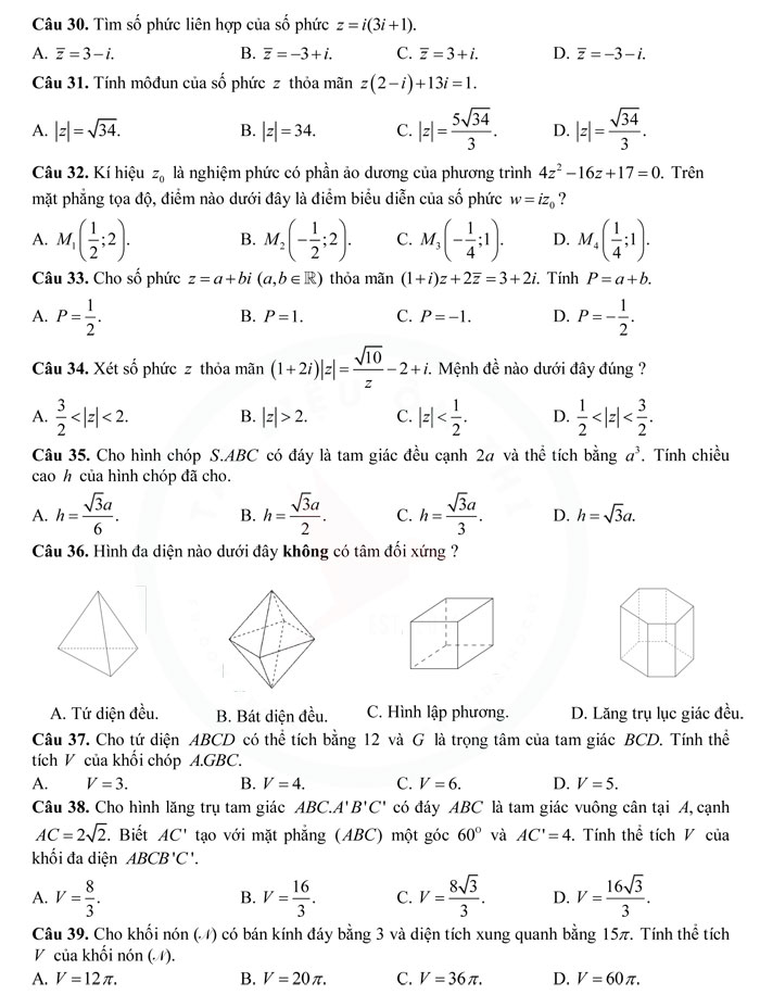 30 đề thi thử nghiệm THPT quốc gia 2017 môn Toán