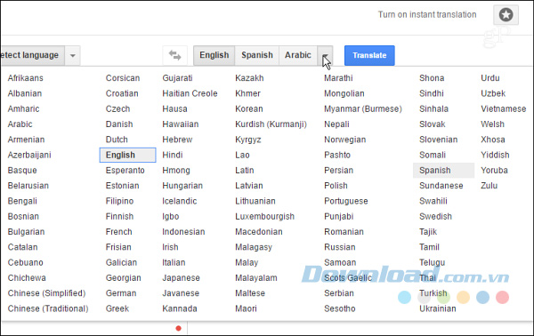 Các ngôn ngữ Google Dịch hỗ trợ
