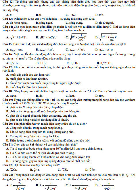 Đề thi thử THPT Quốc gia 2017 môn Vật lý trường THPT chuyên Đại học Vinh