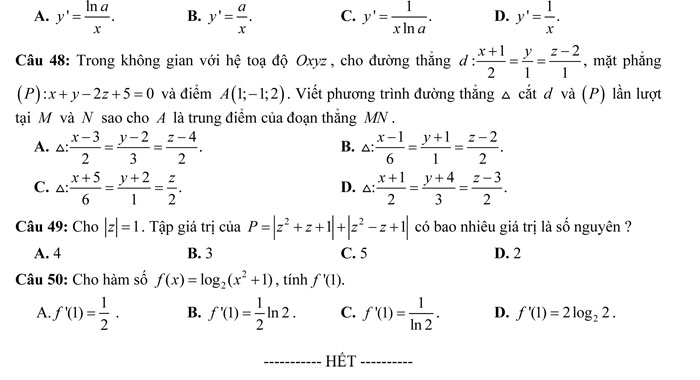 Đề thi thử THPT Quốc gia 2017 môn Toán