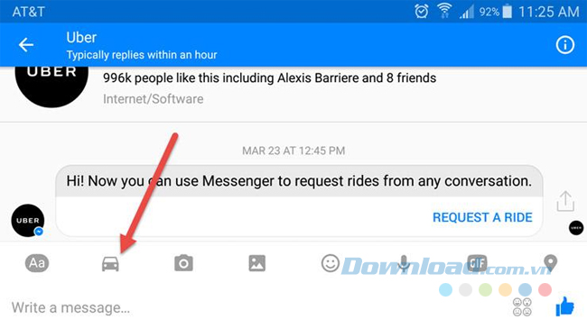 Gọi xe qua Messenger