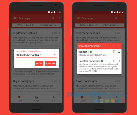 Ứng dụng Android URL Manager