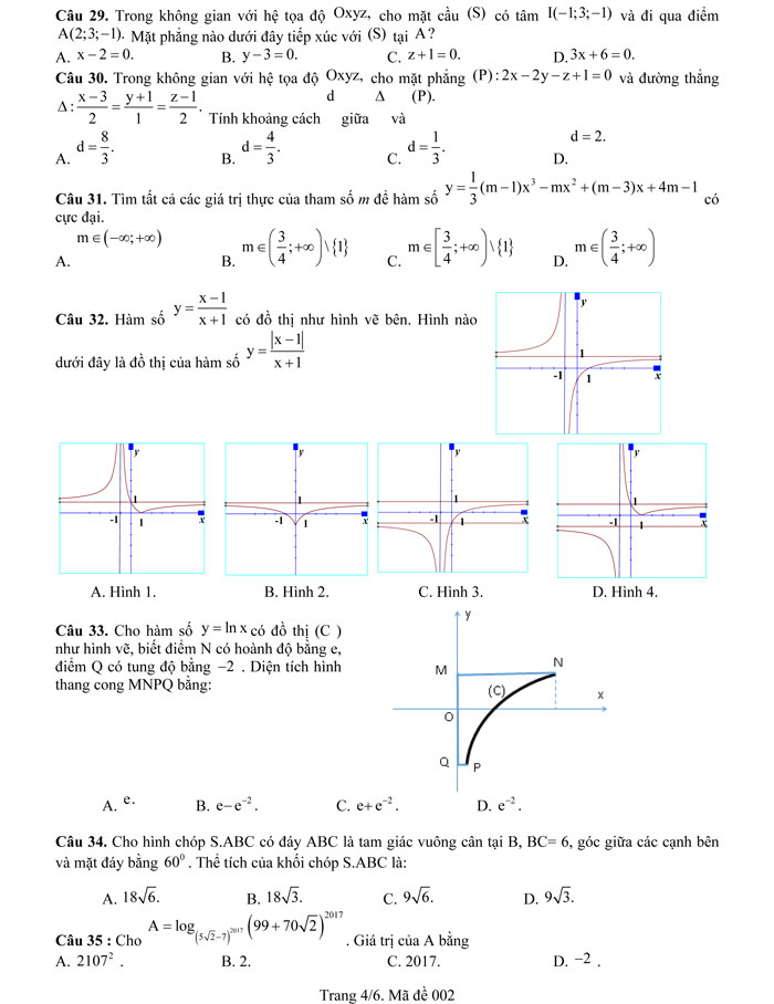 Đề thi thử THPT Quốc gia 2017 môn Toán