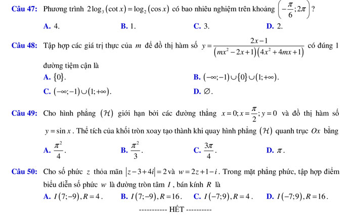 Đề thi thử THPT Quốc gia 2017 môn Toán