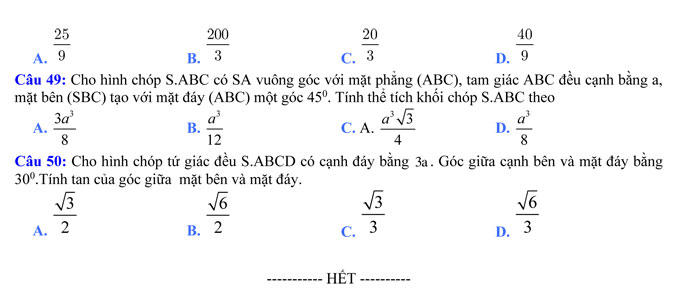 Đề thi thử THPT Quốc gia 2017 môn Toán