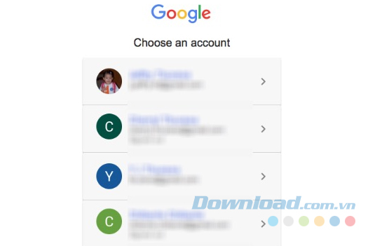 Chọn một tài khoản Gmail