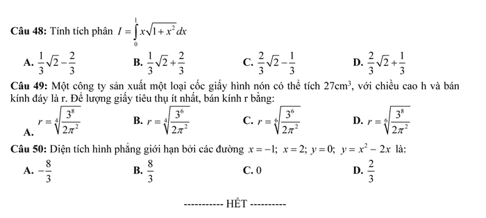 Đề thi thử THPT Quốc gia 2017 môn Toán