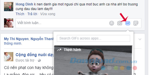 Cách bình luận bằng ảnh GIF trên Facebook