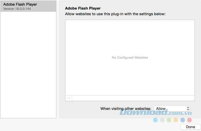 Chọn Adobe Flash Player